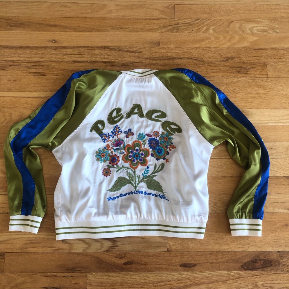 Floral Multicolor Women's Reversible Bomber Jacket Boho - Picture 5 of 6